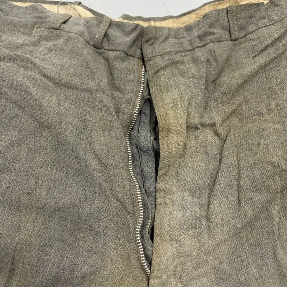 Vintage 50s Loeb's Green Distressed Rayon Trousers 33x28